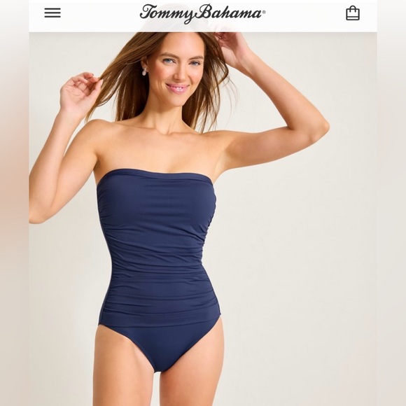 Tommy Bahama Other - Tommy Bahama Pearl Shirred Navy One Piece Swimsuit with Ruching